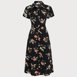 Gloria | Vestido Midi Negro Floral