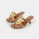 Felicia | Tacones Metálicos de Punta Cuadrada