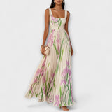 Penelope | Vestido Maxi de Chiffón con Flores Dobladas