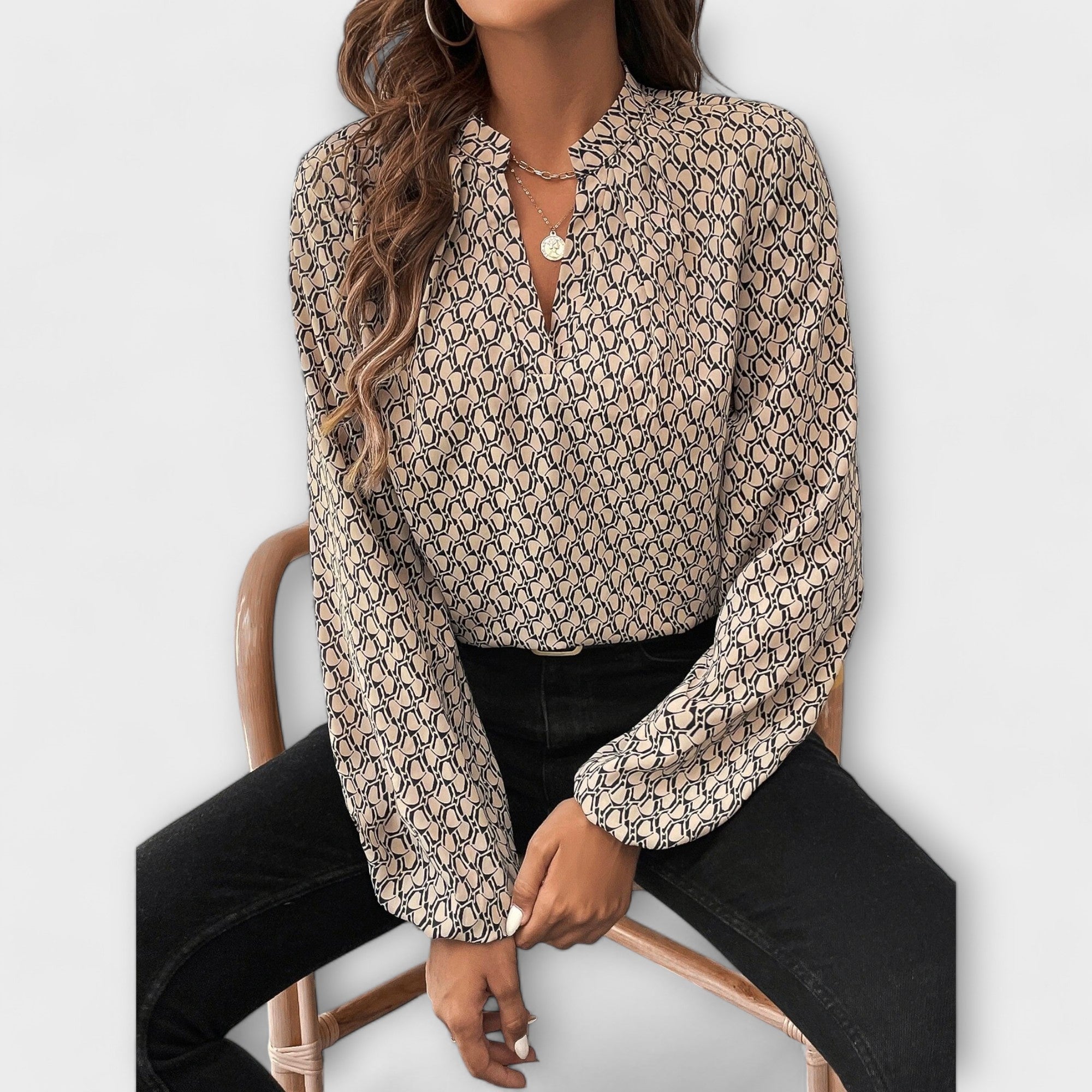 Relaxiva - Blusa con Estampado y Mangas Elegantes