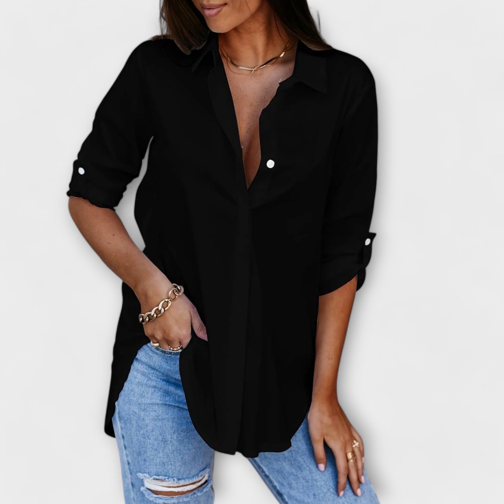 Jessica - Blusa casual con escote en V