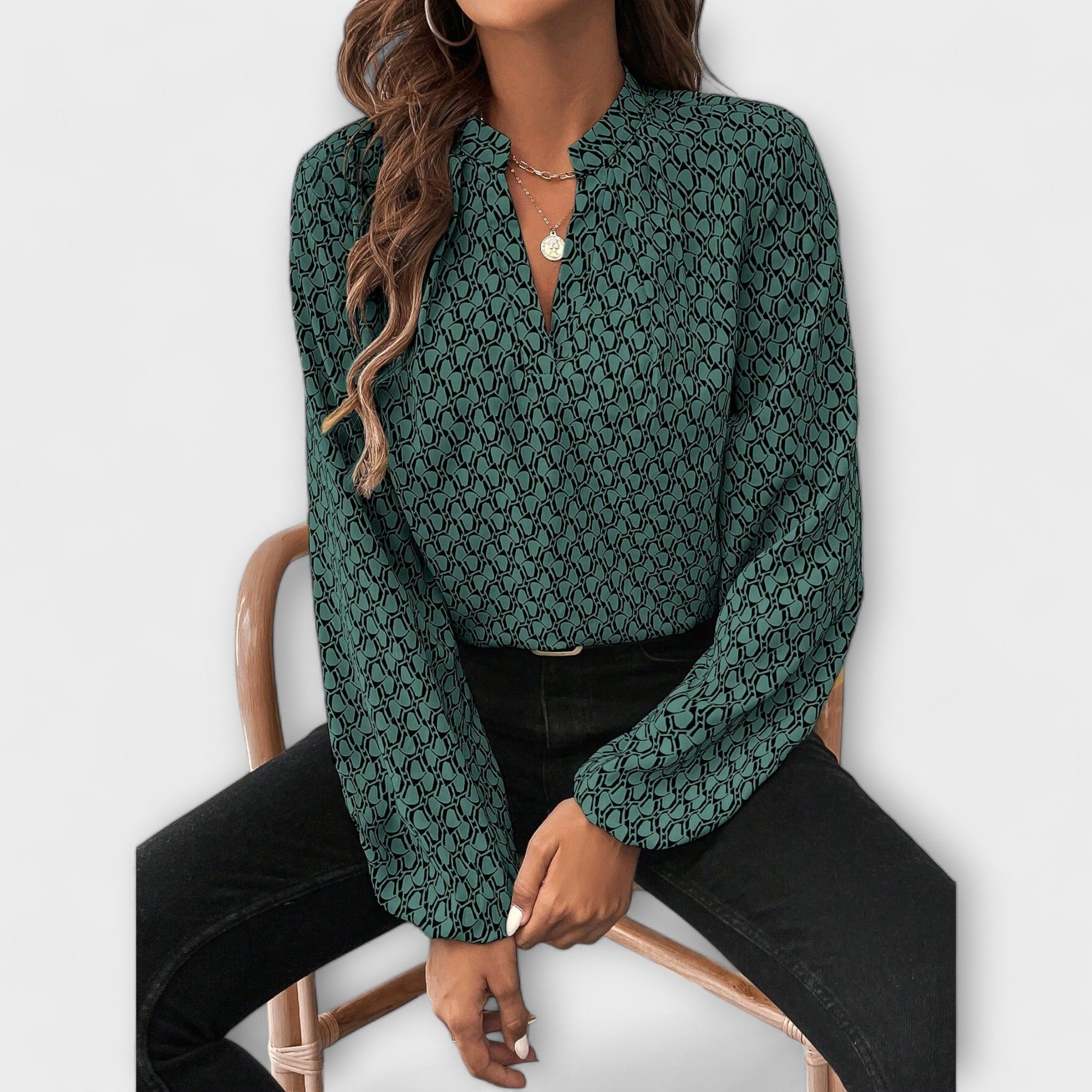 Relaxiva - Blusa con Estampado y Mangas Elegantes