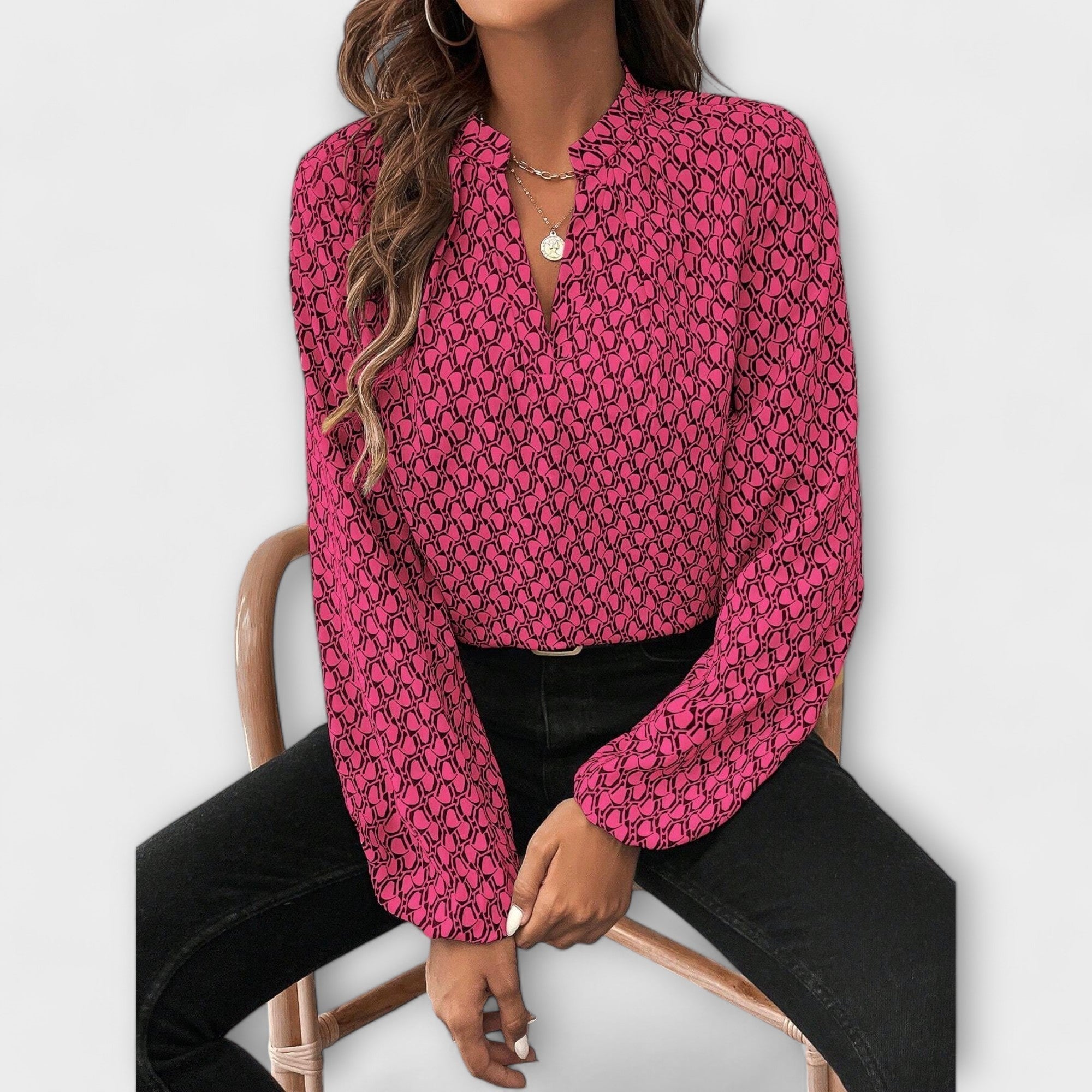 Relaxiva - Blusa con Estampado y Mangas Elegantes