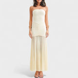 Vittoria | Vestido largo de punto con hombros descubiertos