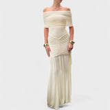 Vittoria | Vestido largo de punto con hombros descubiertos