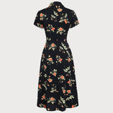 Gloria | Vestido Midi Negro Floral