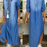 Ibiza | Vestido Maxi de Mezclilla con Detalles Modernos