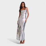 Petra | Vestido de gala Plateado Brillante