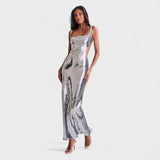 Petra | Vestido de gala Plateado Brillante