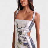 Petra | Vestido de gala Plateado Brillante