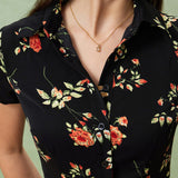 Gloria | Vestido Midi Negro Floral