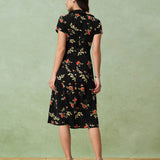 Gloria | Vestido Midi Negro Floral