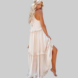 LANDRY | Vestido sin mangas con volantes elegantes