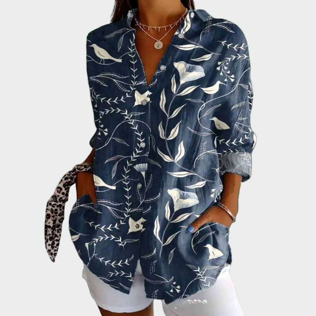 Camisa elegante con estampado floral