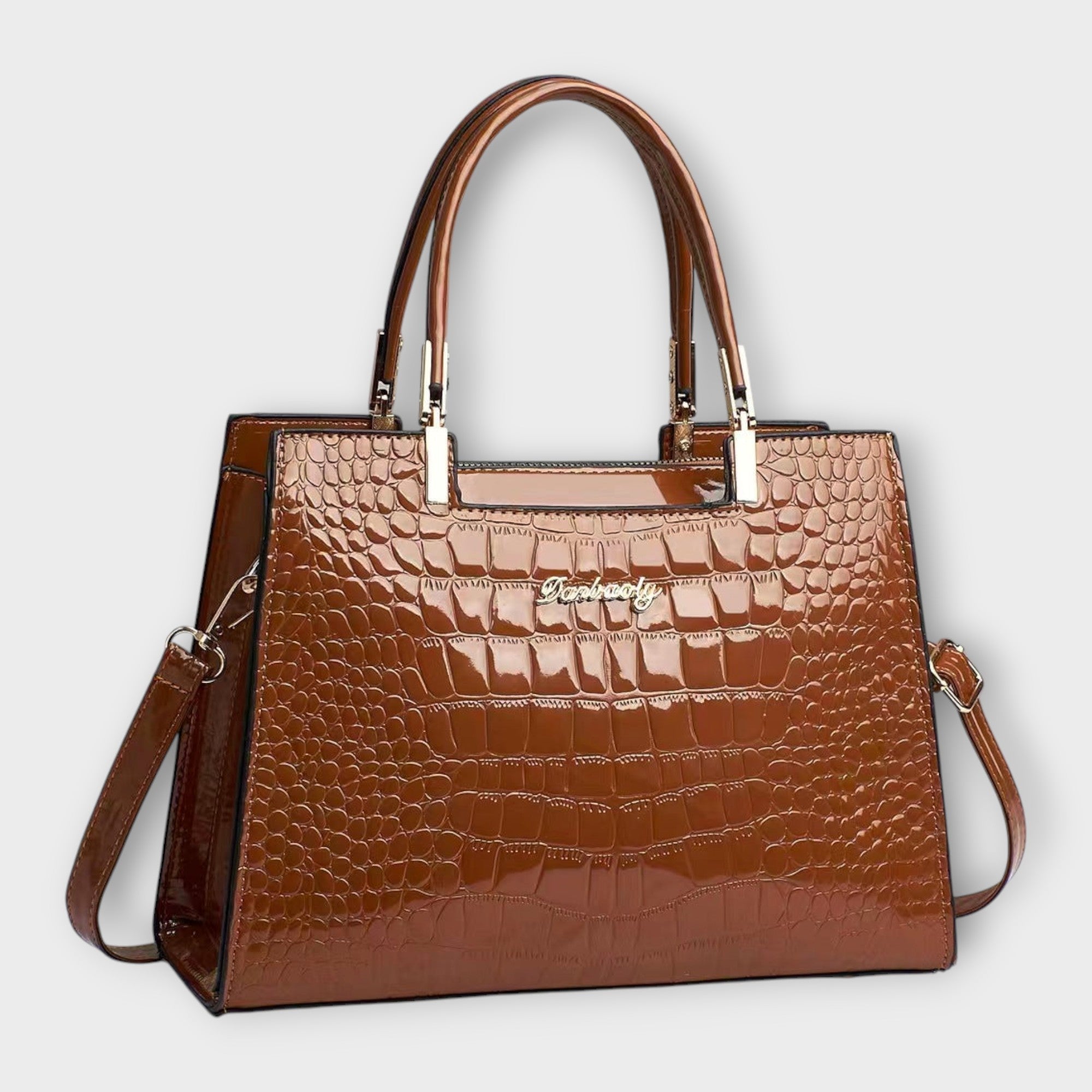 Deolinda | Bolso de mano con patrón brillante de cocodrilo