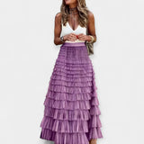 Falda Boho con Acabado de Saten de Tela Abierta