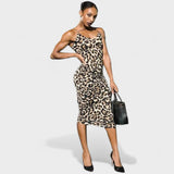 Leopardo | Vestido Ajustado Sexy con Estampado de Leopardo y Tirantes Finos