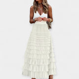 Falda Boho con Acabado de Saten de Tela Abierta
