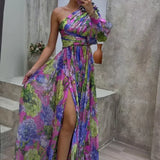 Whitney | Vestido Elegante y Fluyente de Hombro para Eventos de Verano