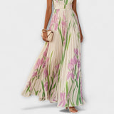 Penelope | Vestido Maxi de Chiffón con Flores Dobladas
