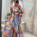 Whitney | Vestido Elegante y Fluyente de Hombro para Eventos de Verano