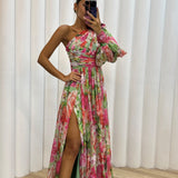 Whitney | Vestido Elegante y Fluyente de Hombro para Eventos de Verano