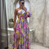 Whitney | Vestido Elegante y Fluyente de Hombro para Eventos de Verano