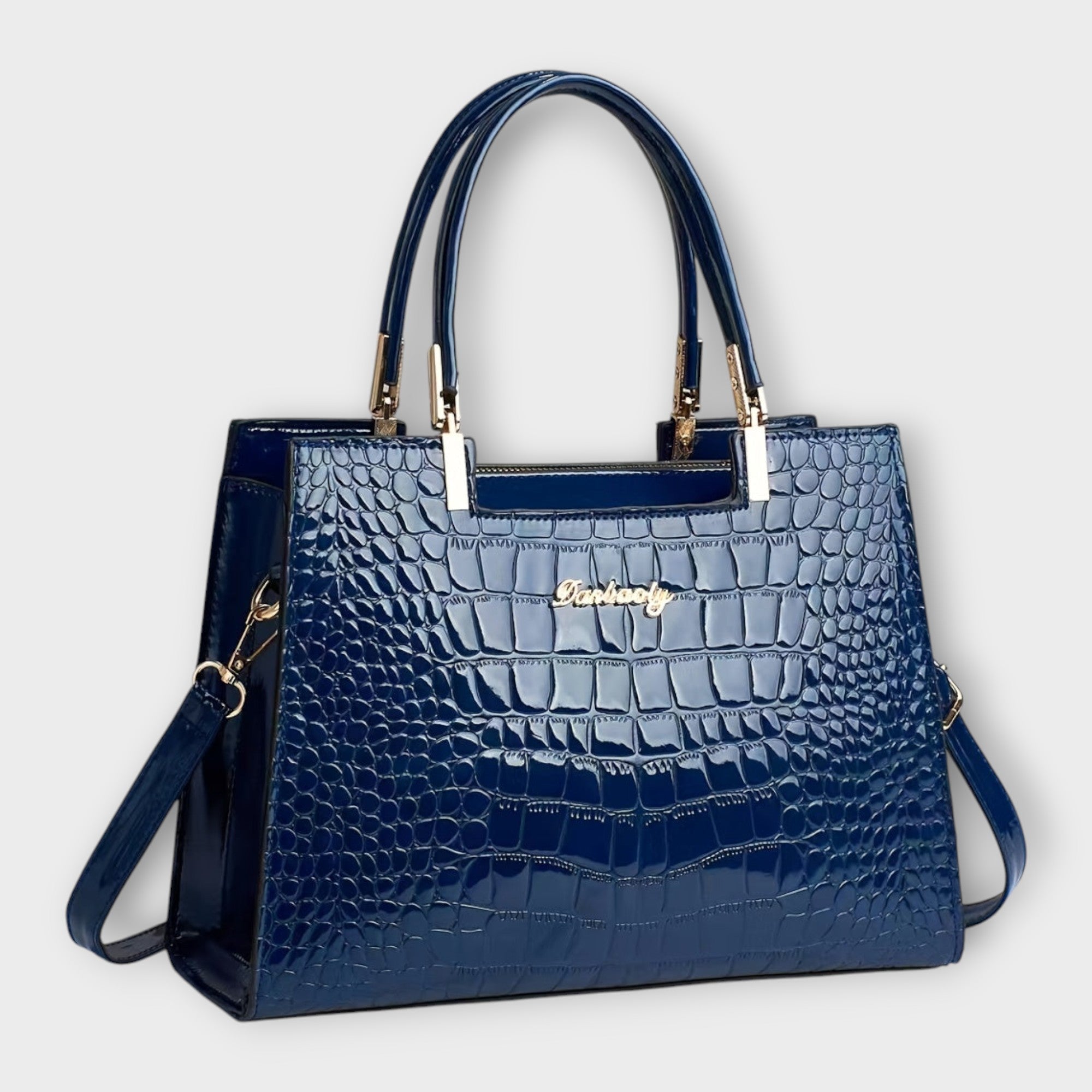 Deolinda | Bolso de mano con patrón brillante de cocodrilo