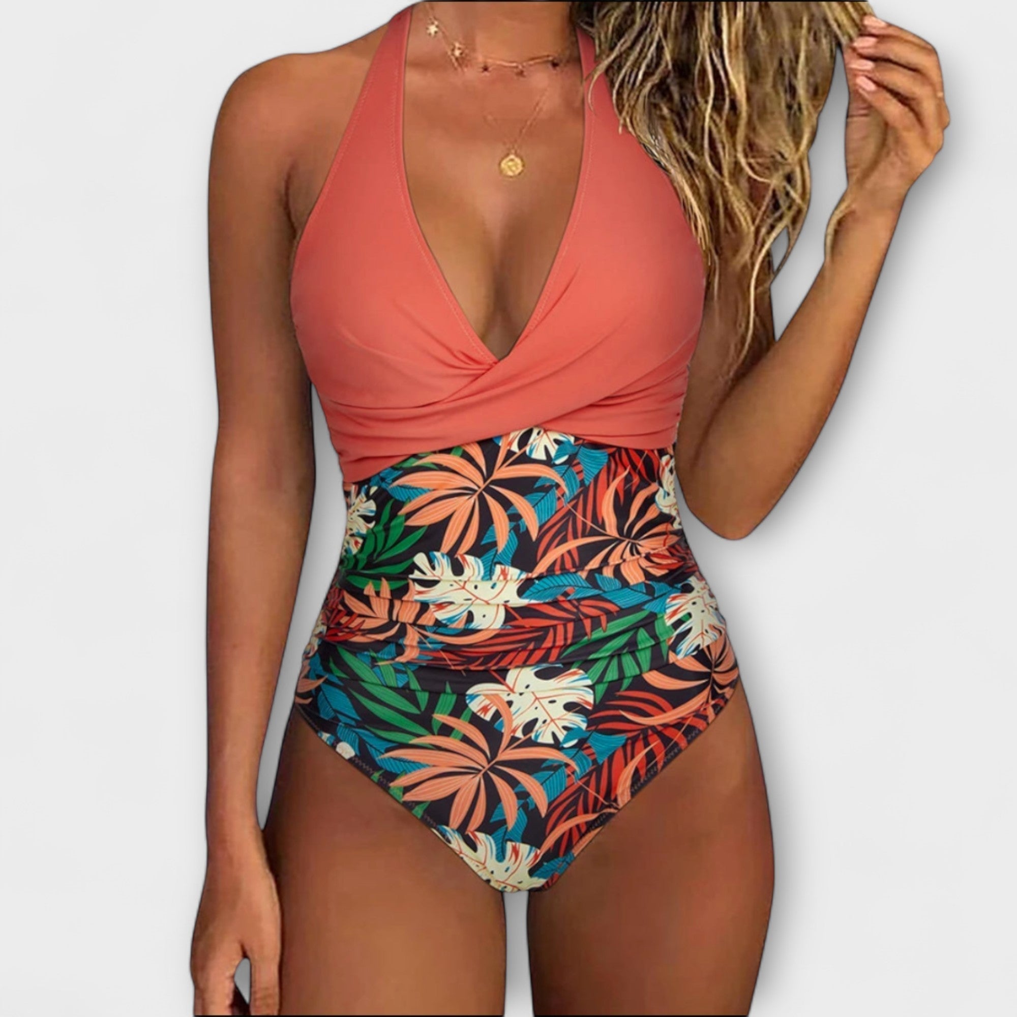 Florencie - Bañador femenino elegante con escote en V