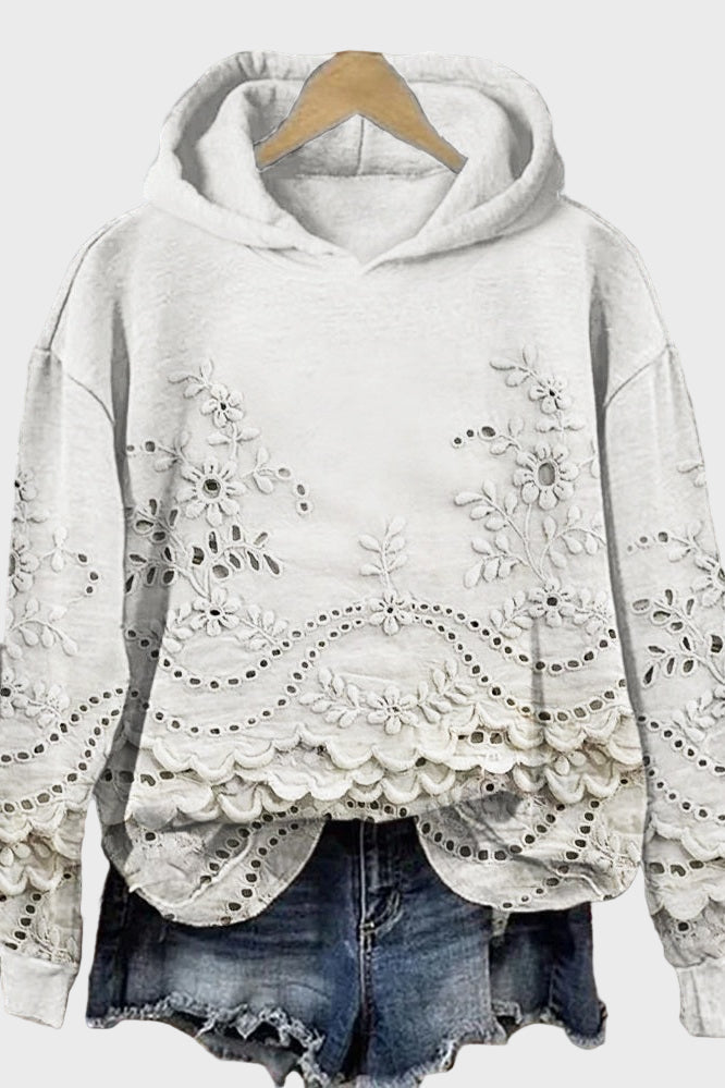 Sudadera con capucha de encaje en color verde campestre