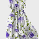 Vestido Floral en Color Lavanda