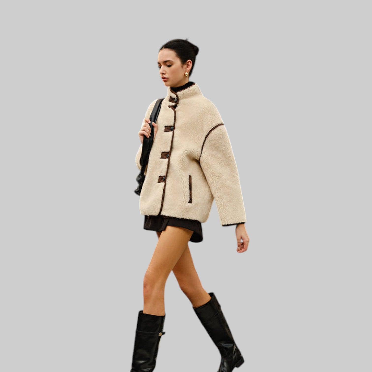 Zoe - Chaqueta polar con ribetes contrastados elegantes