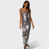 Petra | Vestido de gala Plateado Brillante