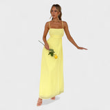 Flossie | Vestido largo amarillo con lazo lateral
