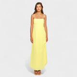 Flossie | Vestido largo amarillo con lazo lateral