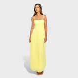 Flossie | Vestido largo amarillo con lazo lateral