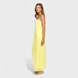 Flossie | Vestido largo amarillo con lazo lateral