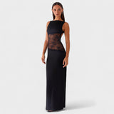 Lucinda | Vestido largo de encaje negro