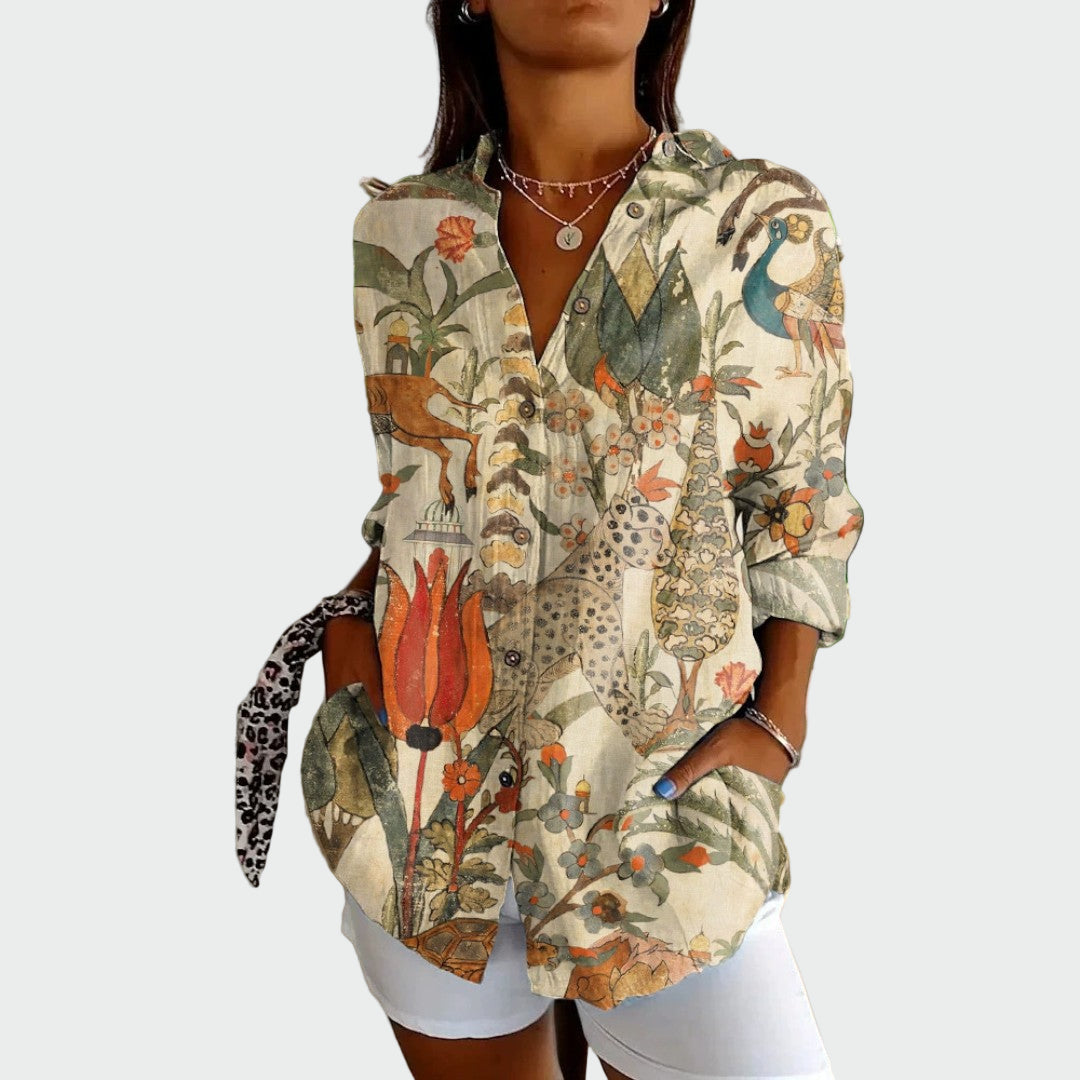 Camisa elegante con estampado floral