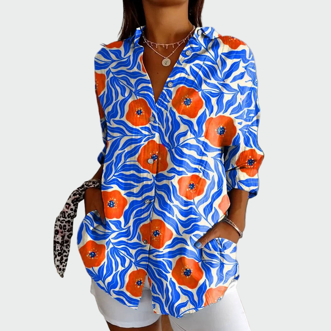 Camisa elegante con estampado floral