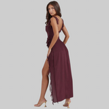 Amira | Vestido largo ciruela oscuro