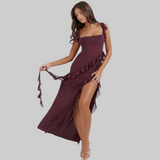Amira | Vestido largo ciruela oscuro