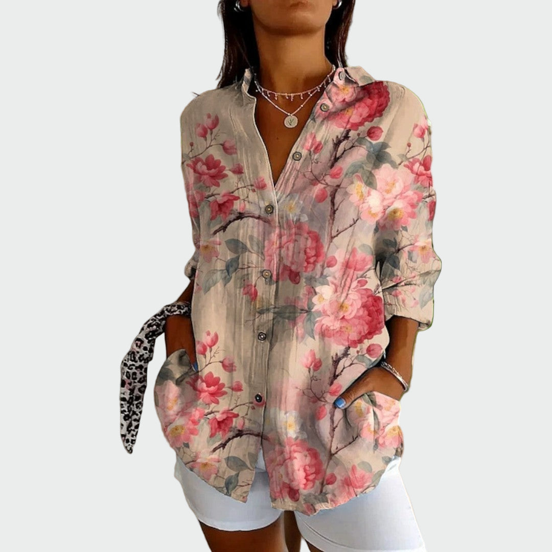 Camisa elegante con estampado floral
