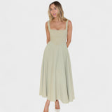 Maribel - Vestido Midi con Escote Cuadrado