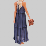 LANDRY | Vestido sin mangas con volantes elegantes