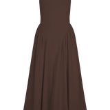 Sharon |Vestido midi de punto en espagueti - Castaño caoba
