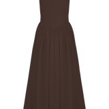 Sharon |Vestido midi de punto en espagueti - Castaño caoba