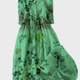 Vestido Verde con Flores Sombreadas