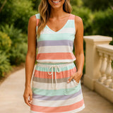 Jemma | Vestido Mini con Estampado de Riscas