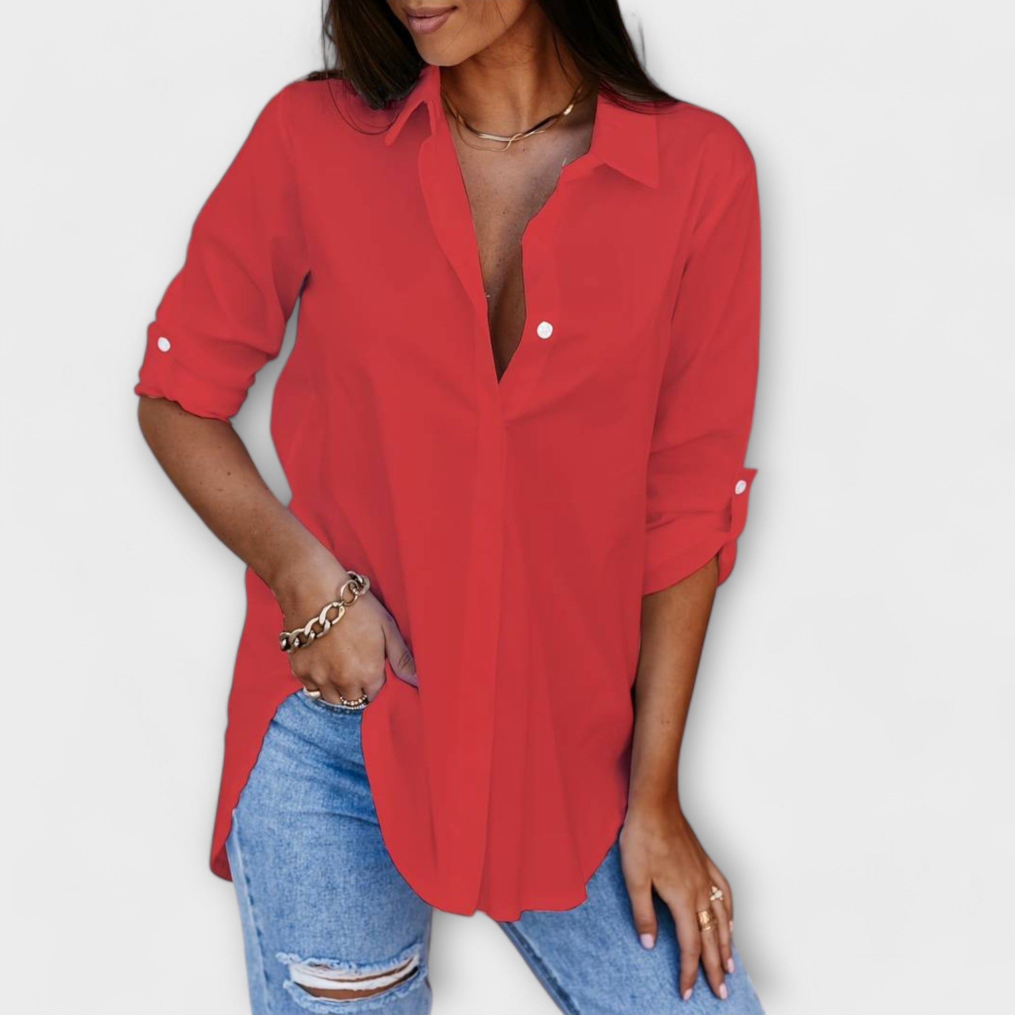 Jessica - Blusa casual con escote en V